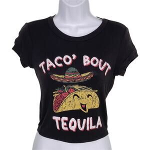 Teenbell Taco' Bout Tequila Graphic Crop Top Tee Small